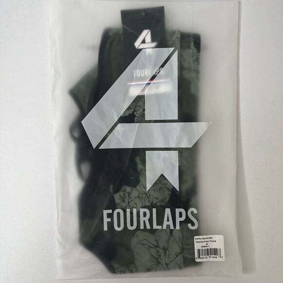 NWT FourLaps Vitality Sports Bra Peonies Print Thyme Green Yoga Athletic #395 - Picture 11 of 12